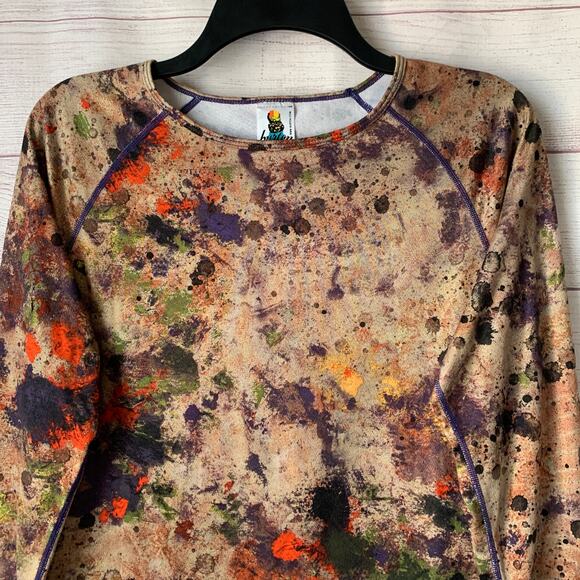 Burton Dryride Base Layer Tan Colorful Splotchy Long Sleeve Shirt Size Large - Picture 2 of 15